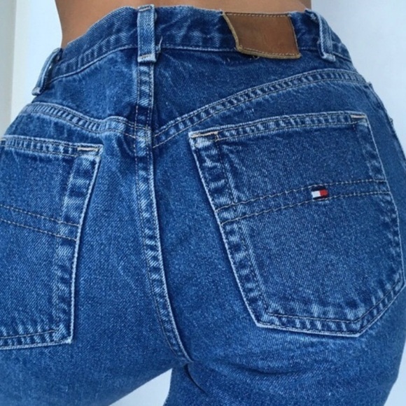 TOMMY HILFIGER Vintage Cropped Wide Leg Jeans Blue Denim Size 8 - Picture 6 of 12